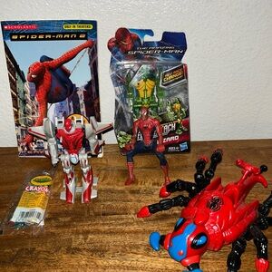 Spiderman Red and Blue Figure with Red Spider Vehicle and Black Accents